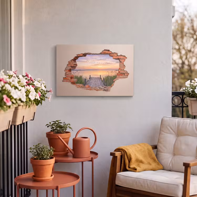 Buiten canvas - Muur - Landschap - Illusie — 3