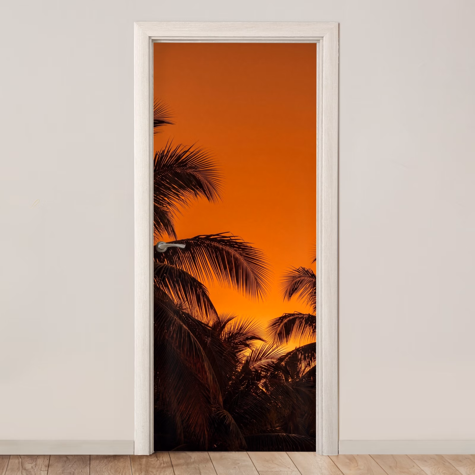 Deursticker - Palmen - Zonsondergang - Oranje — 1