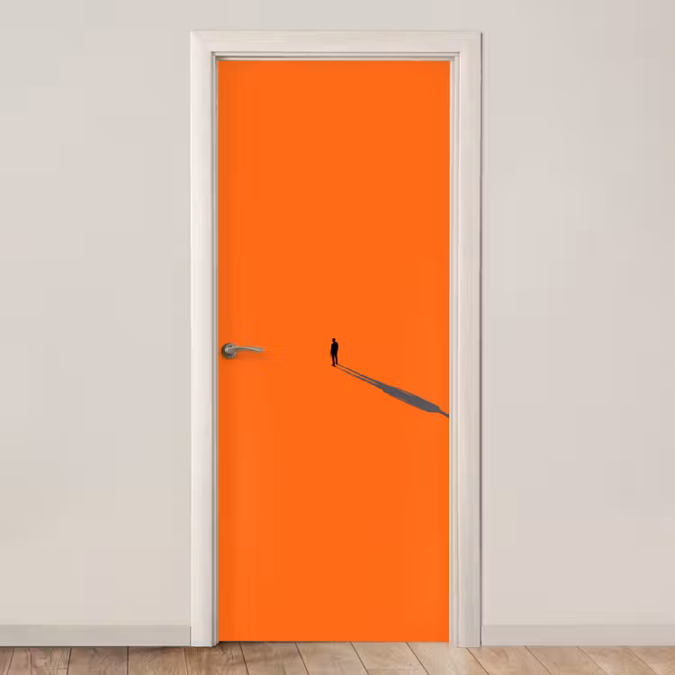 Deursticker - Persoon - Schaduw - Oranje — 1