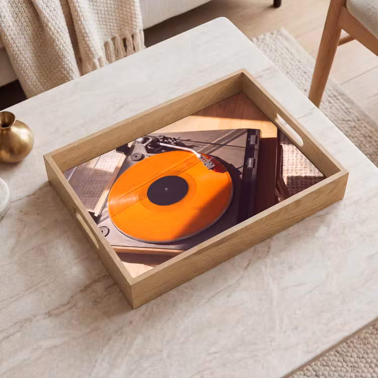 Dienblad - Platenspeler - Oranje - Muziek — 2
