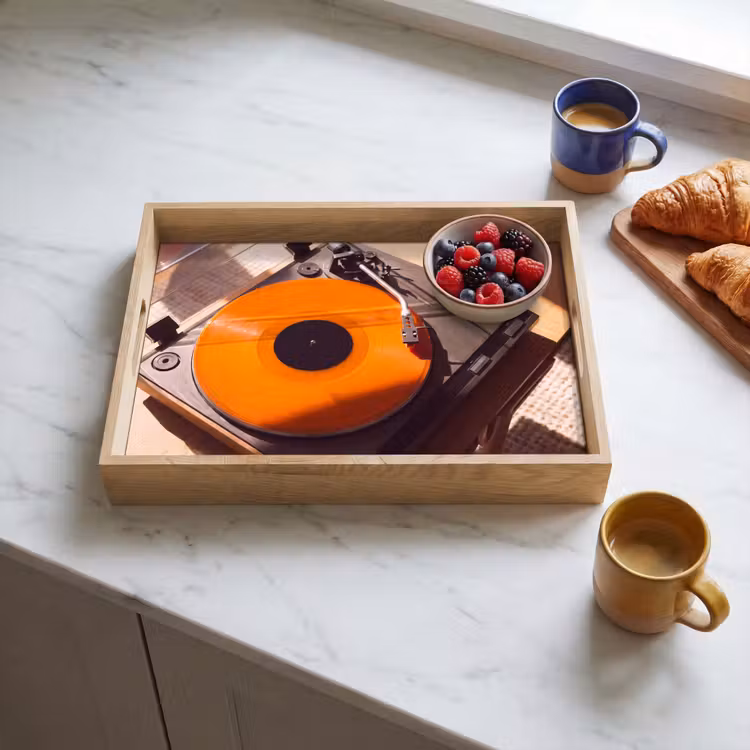 Dienblad - Platenspeler - Oranje - Muziek — 4