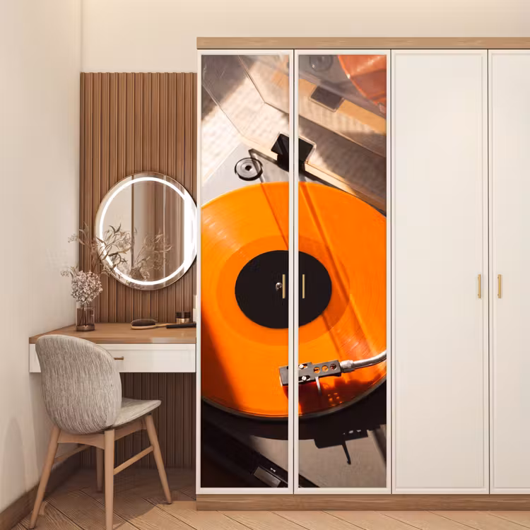 Deursticker - Platenspeler - Oranje - Muziek — 5