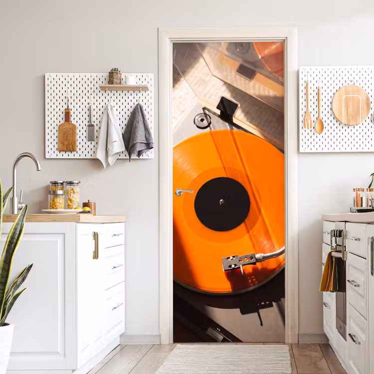 Deursticker - Platenspeler - Oranje - Muziek — 7