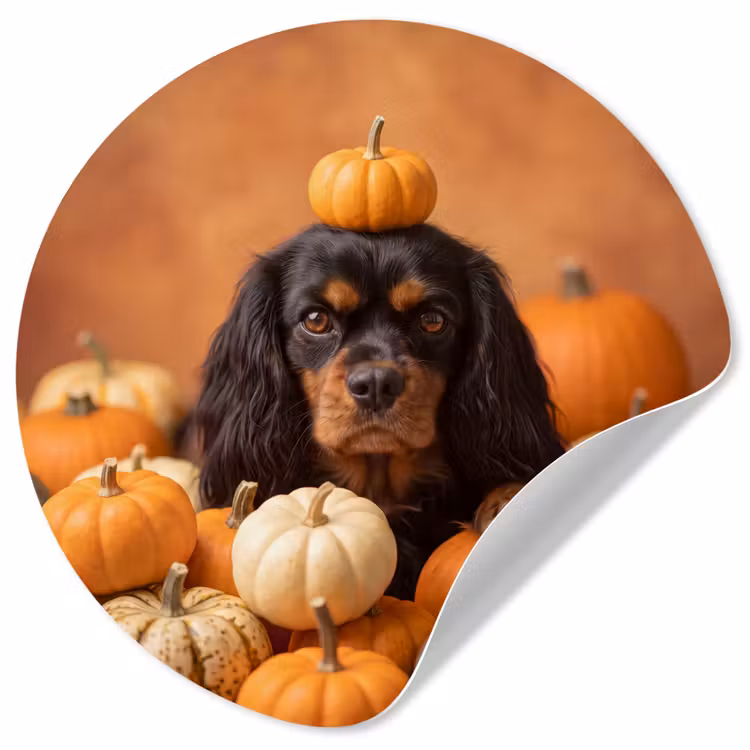 Behangcirkel - Hond - Pompoen - Herfst — 1