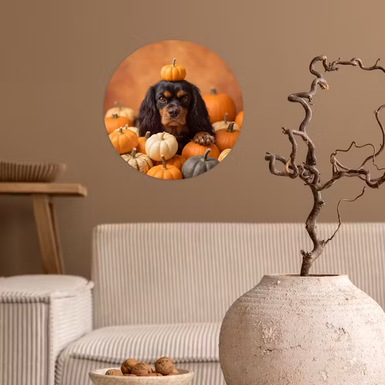 Behangcirkel - Hond - Pompoen - Herfst — 2