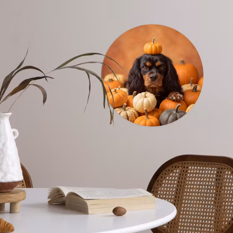 Behangcirkel - Hond - Pompoen - Herfst — 4