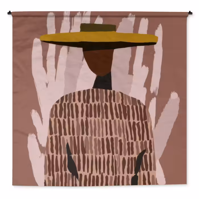 Wandkleed - Abstract - Figuur - Illustratie - Hoed