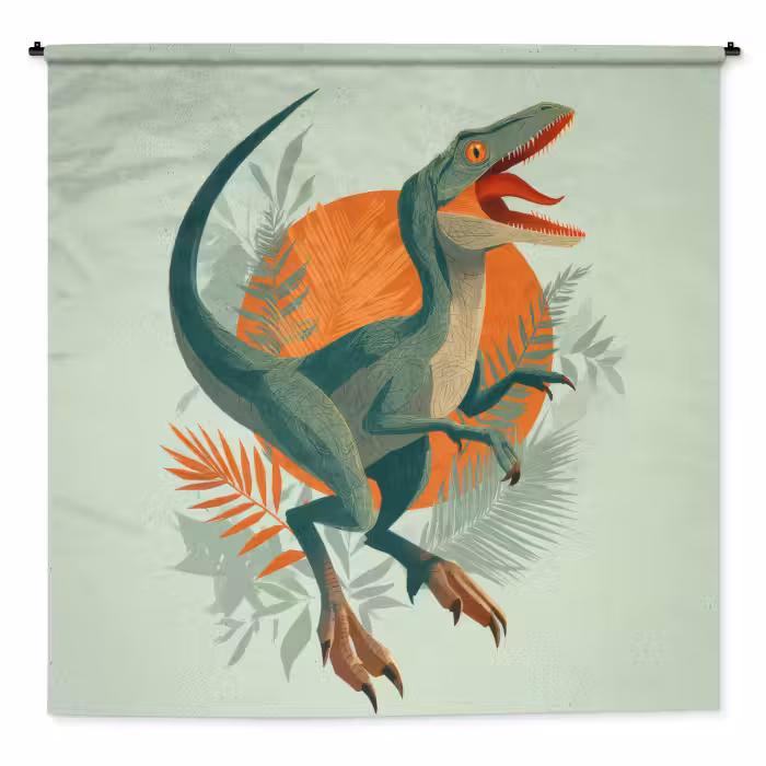 Wandkleed - Dino - Bladeren - Grafisch - Groen
