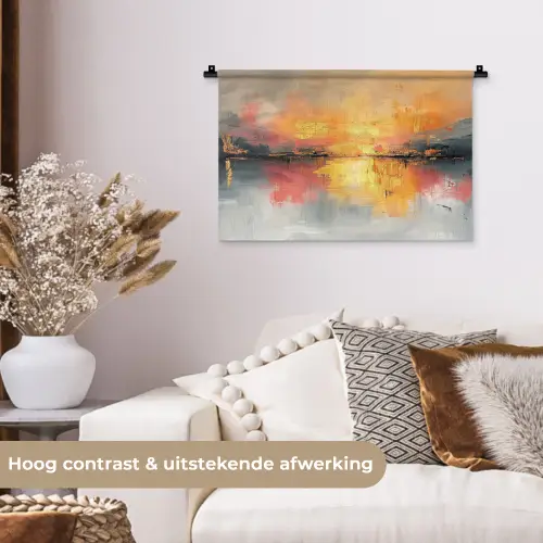 Modern - Abstract - Goud - Roze Wandkleed katoen klein -sfeer1