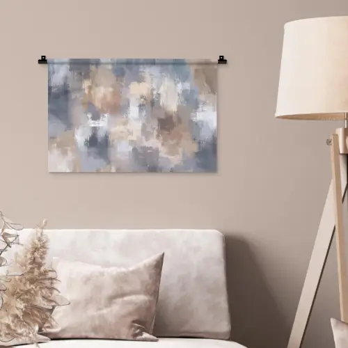 Penseelstreken - Schilderij - Beige Wandkleed katoen klein -sfeer4