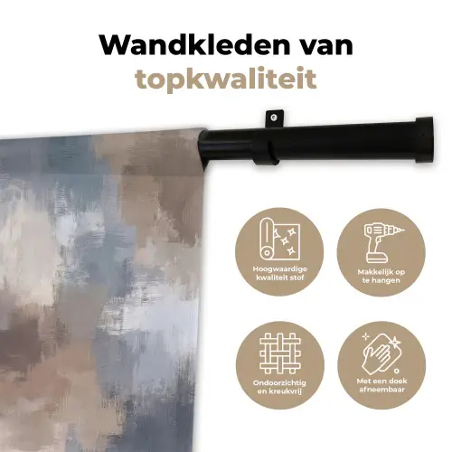 Penseelstreken - Schilderij - Beige Wandkleed katoen klein -sfeer2