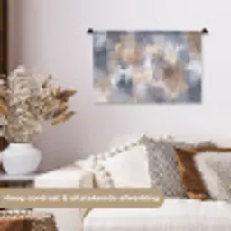 Penseelstreken - Schilderij - Beige Wandkleed katoen klein -sfeer1